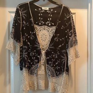 Kindred Black and Cream Lace goes over a shirt or tank to